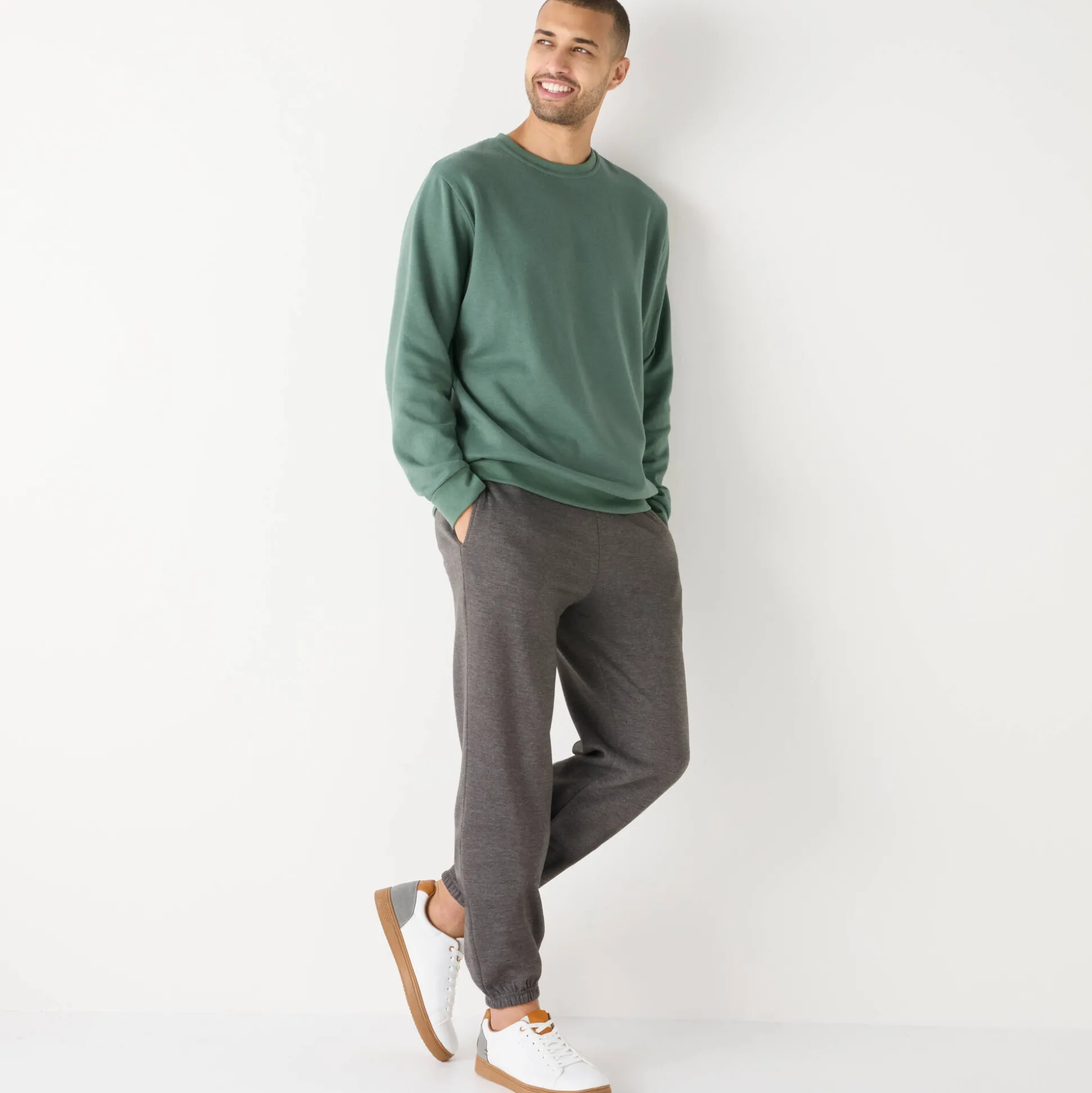 Sweater in molton met ronde hals