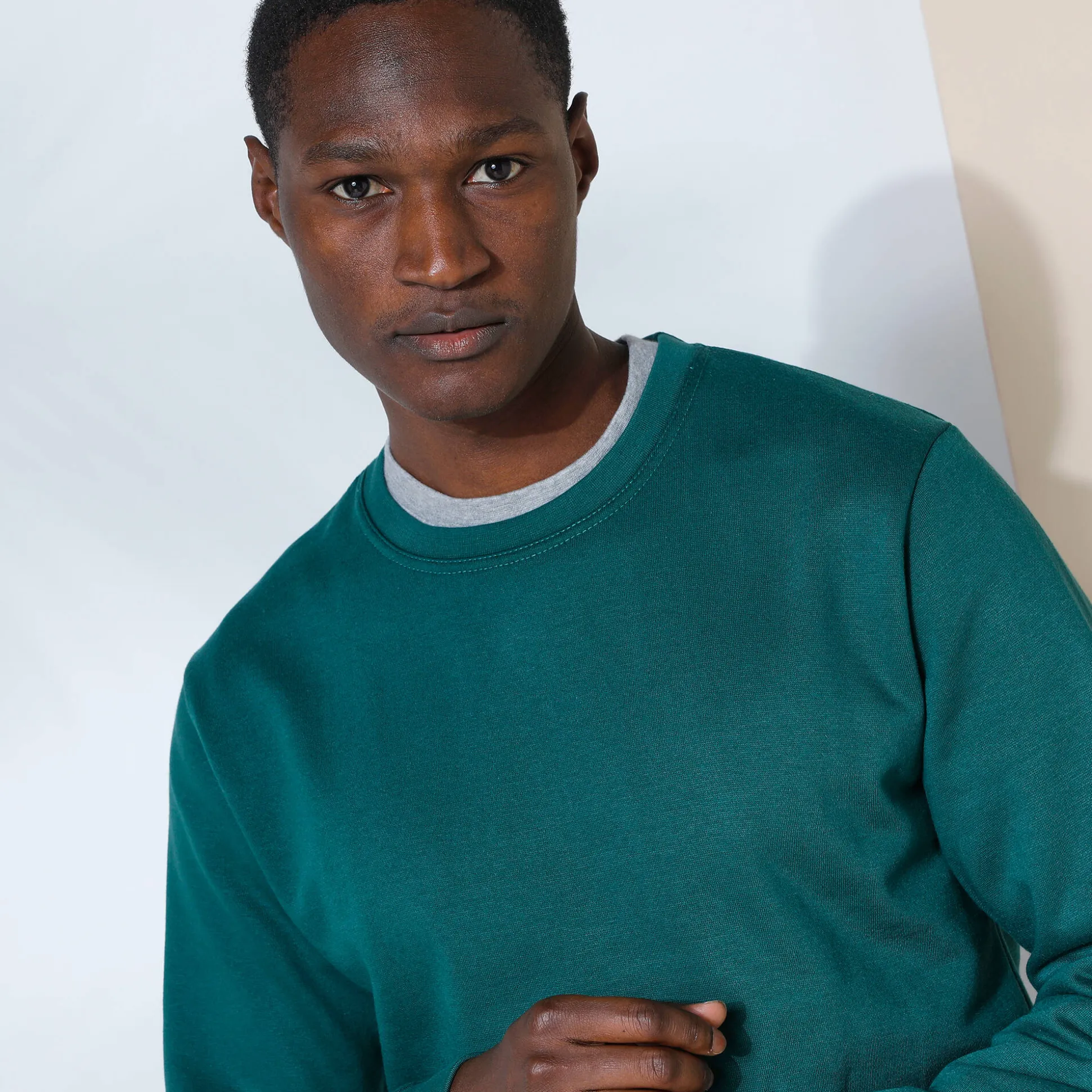 Sweater in molton met ronde hals
