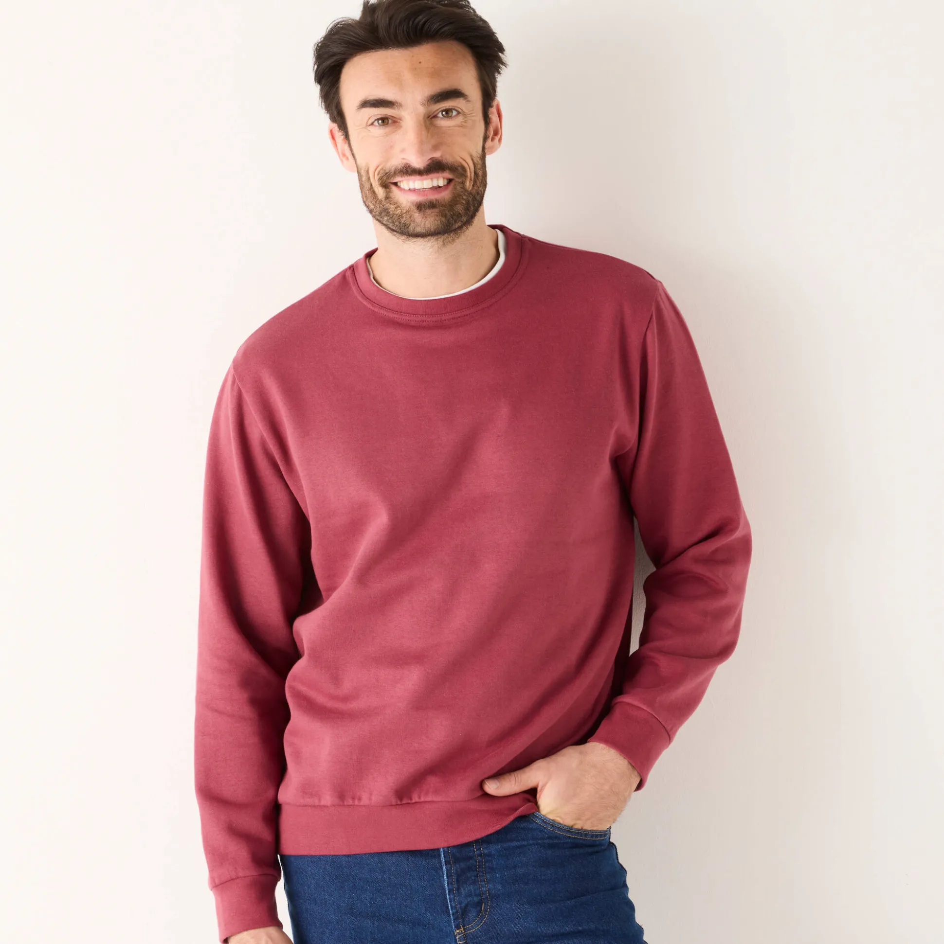 Sweater in molton met ronde hals