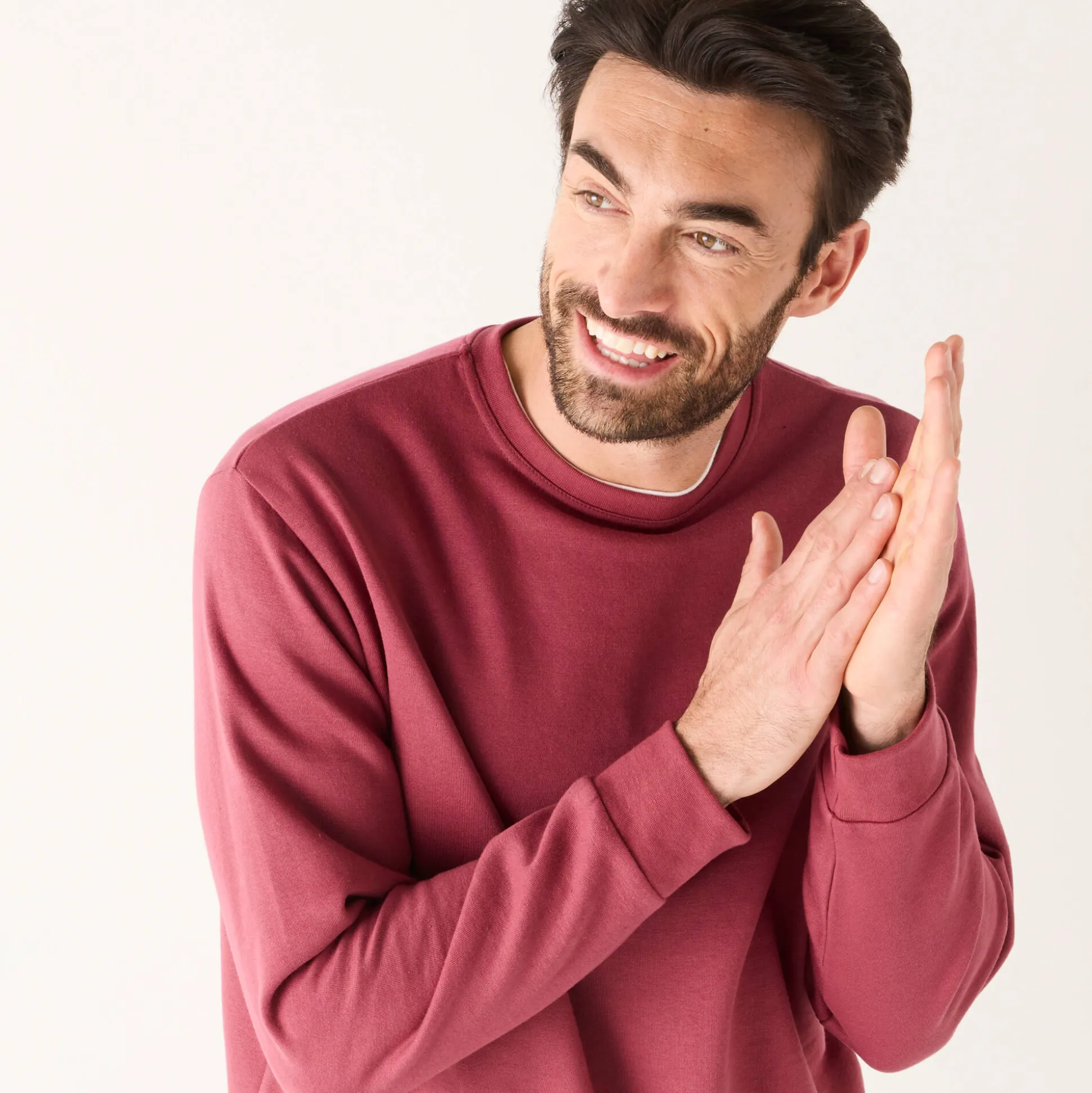 Sweater in molton met ronde hals
