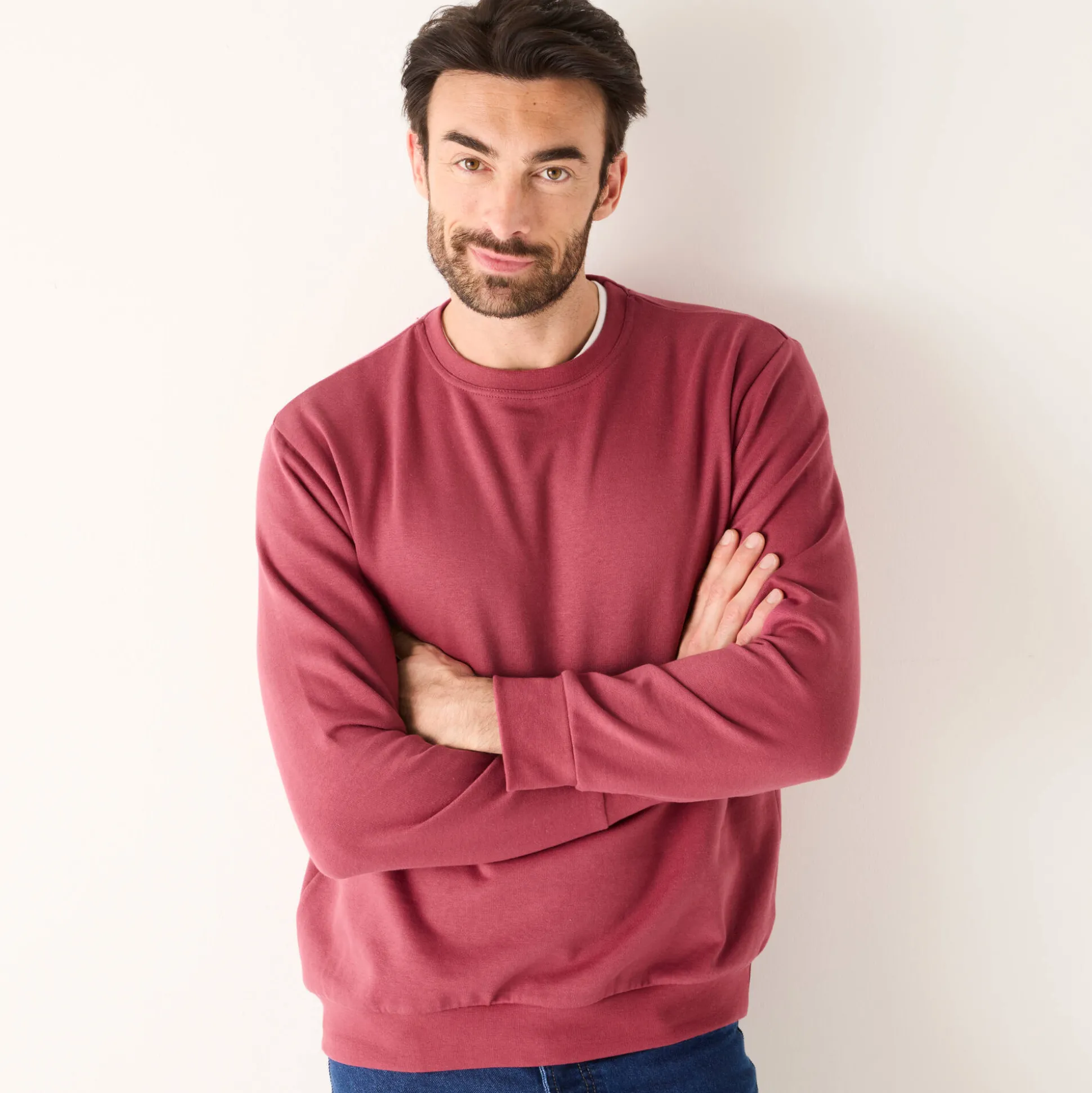 Sweater in molton met ronde hals