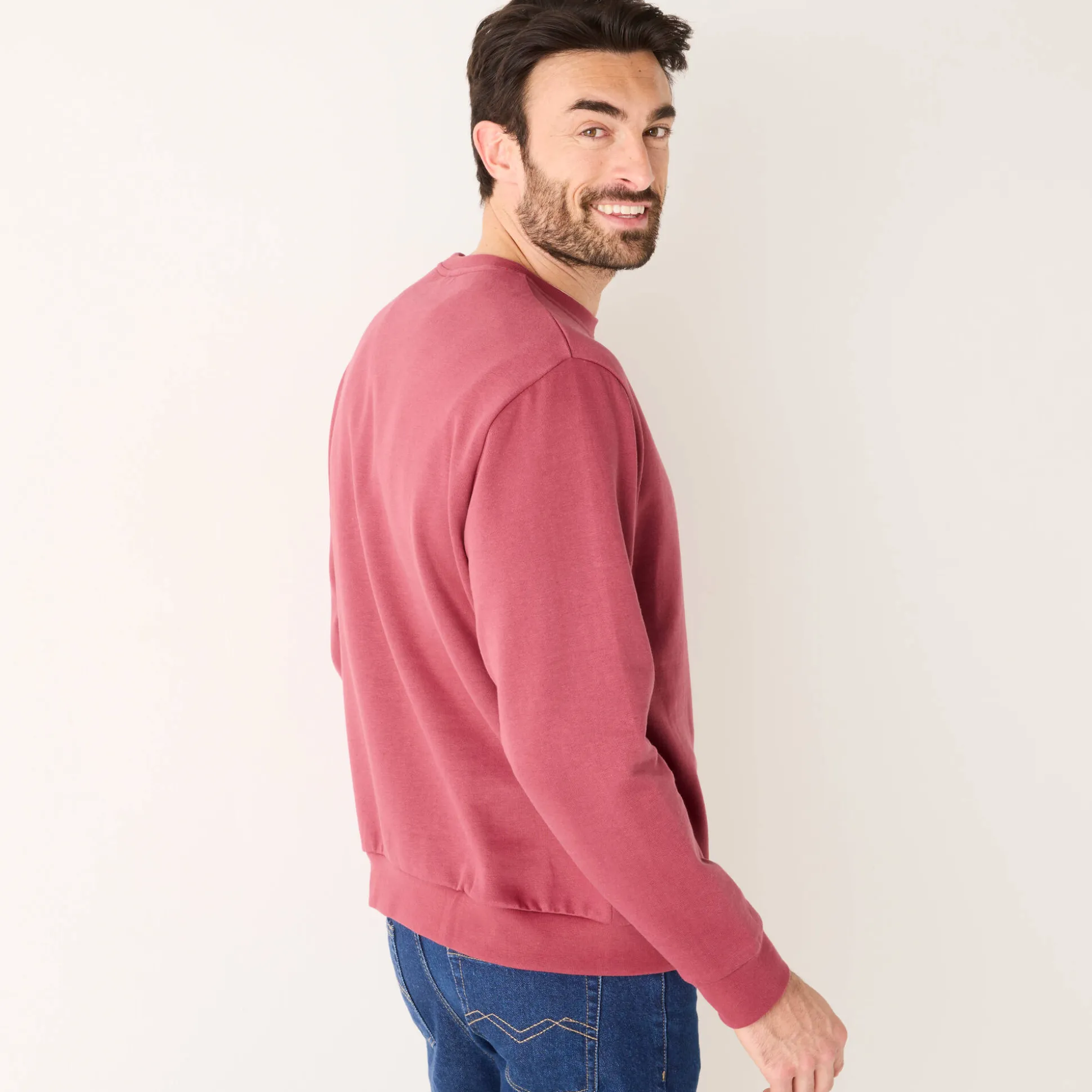 Sweater in molton met ronde hals
