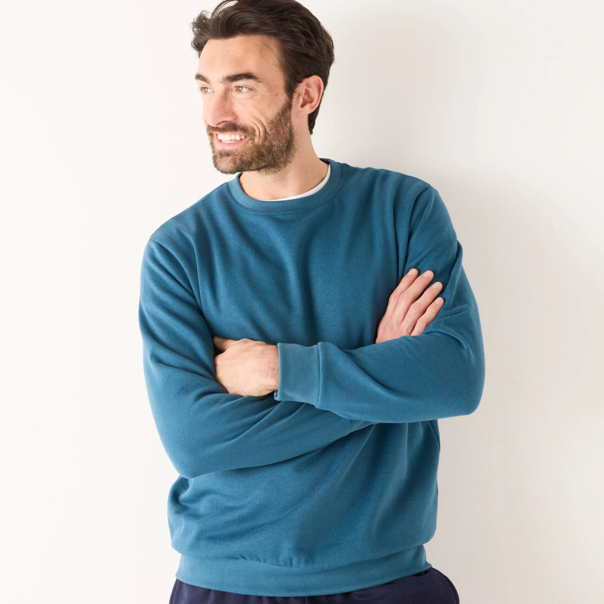 Sweater in molton met ronde hals