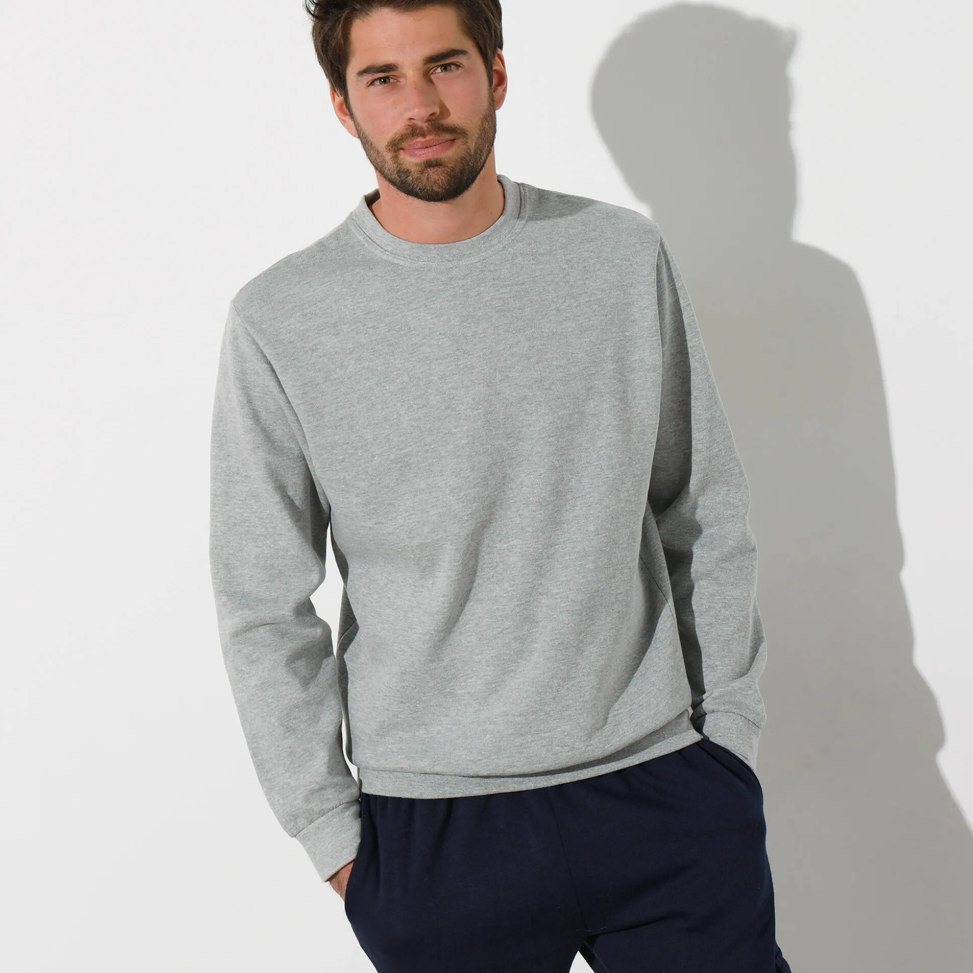 Sweater in molton met ronde hals
