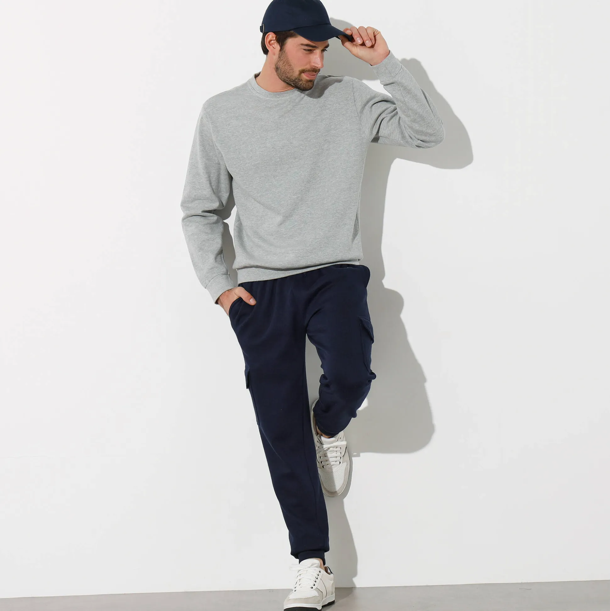 Sweater in molton met ronde hals