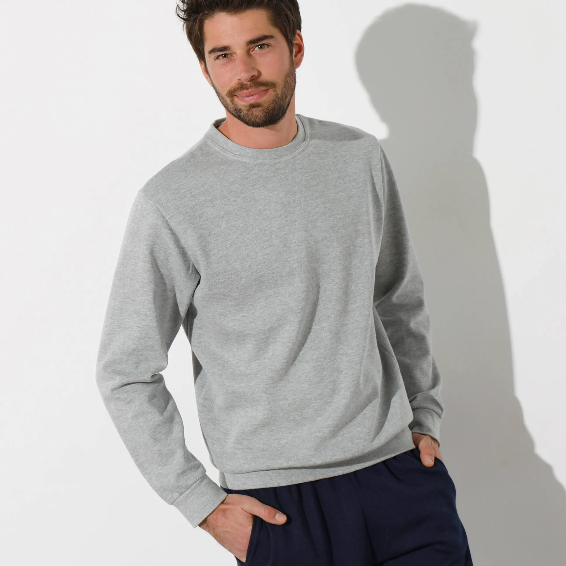 Sweater in molton met ronde hals