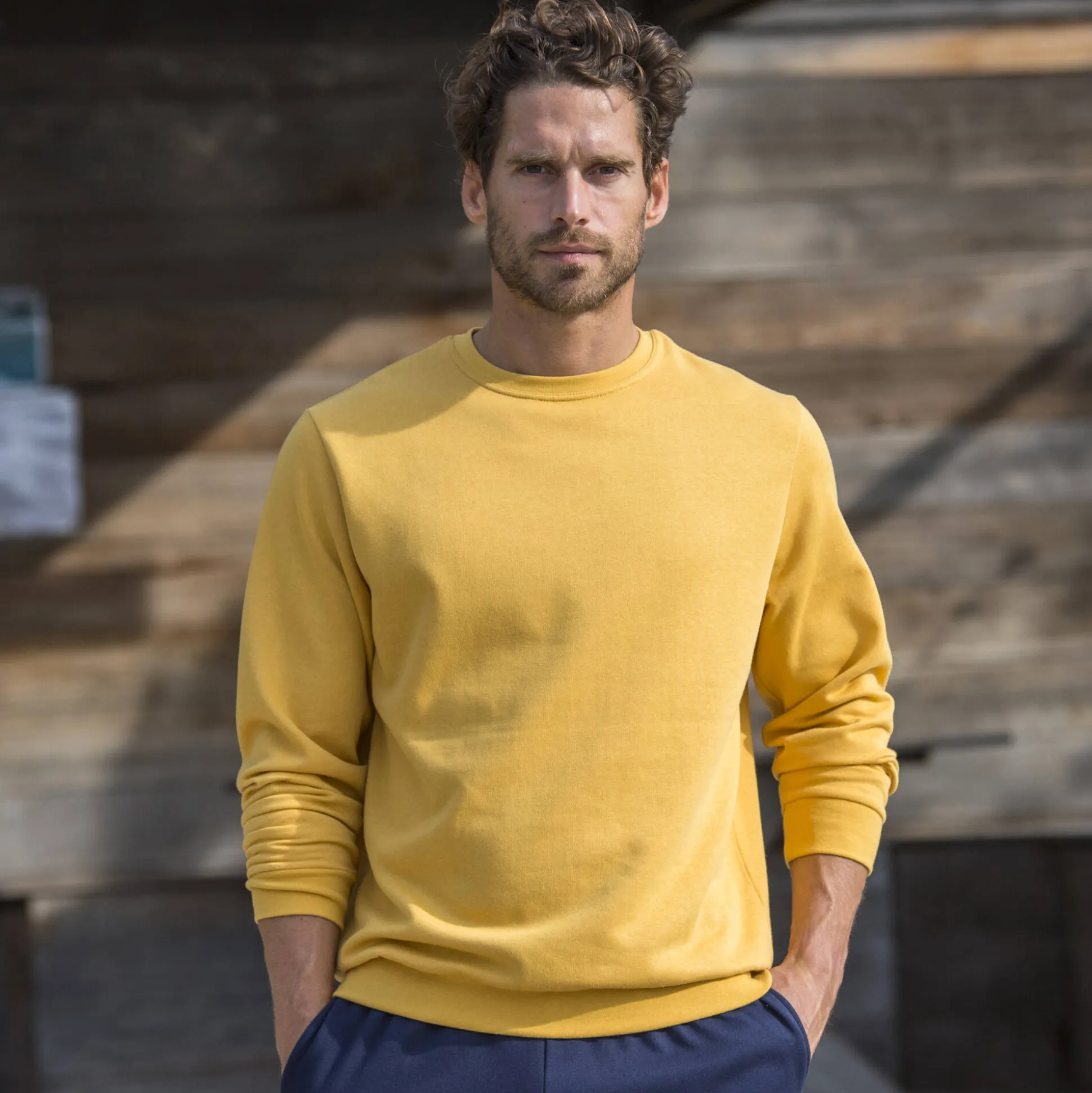 Sweater in molton met ronde hals
