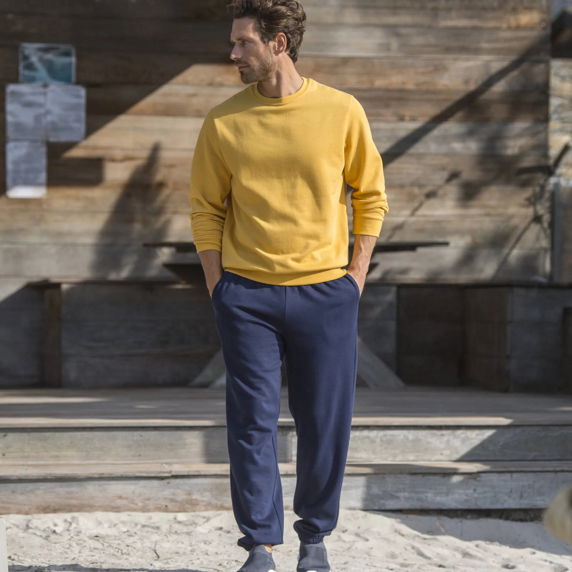 Sweater in molton met ronde hals