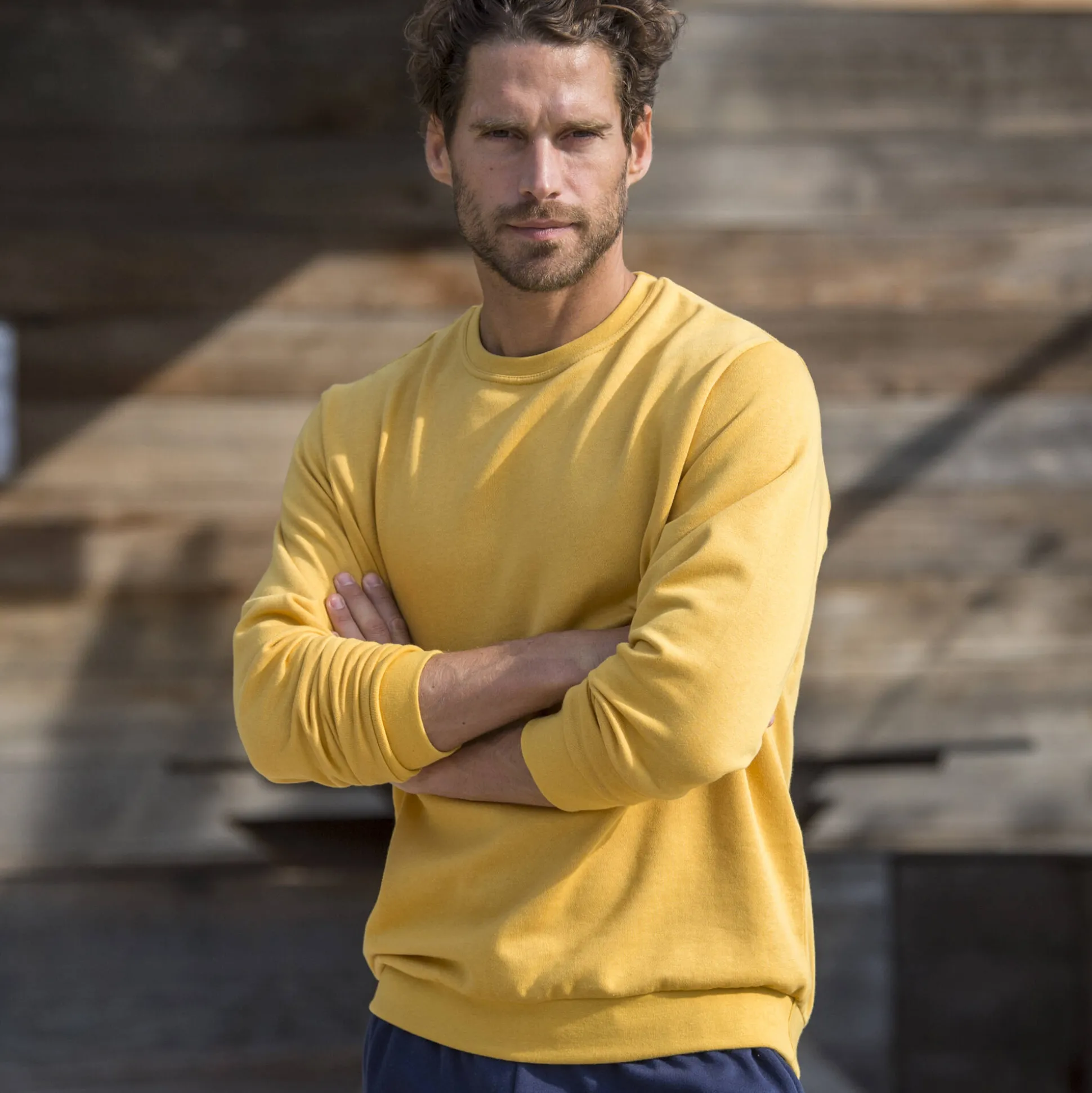 Sweater in molton met ronde hals