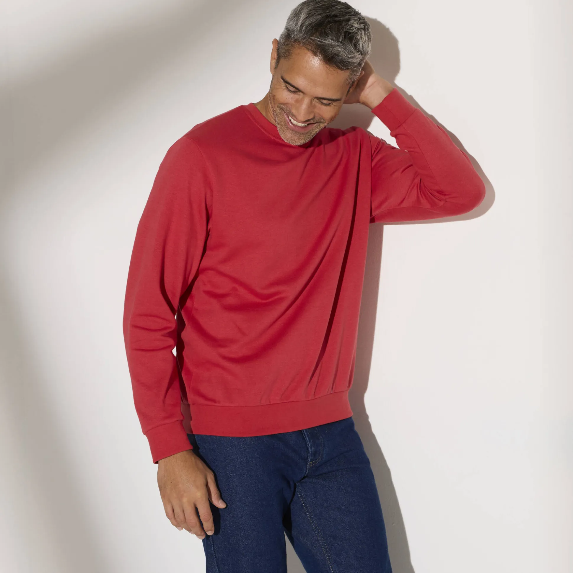 Sweater in molton met ronde hals