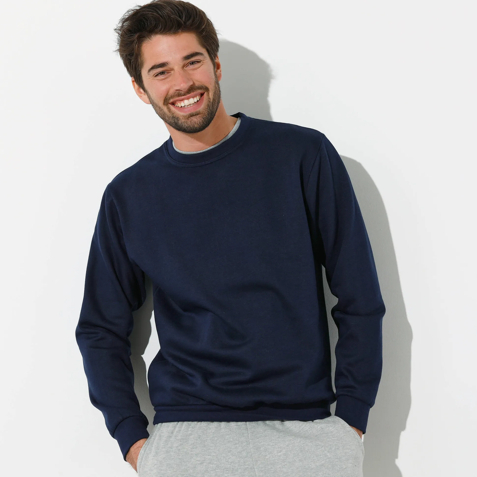 Sweater in molton met ronde hals