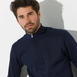 Sweater in molton met truckerskraag