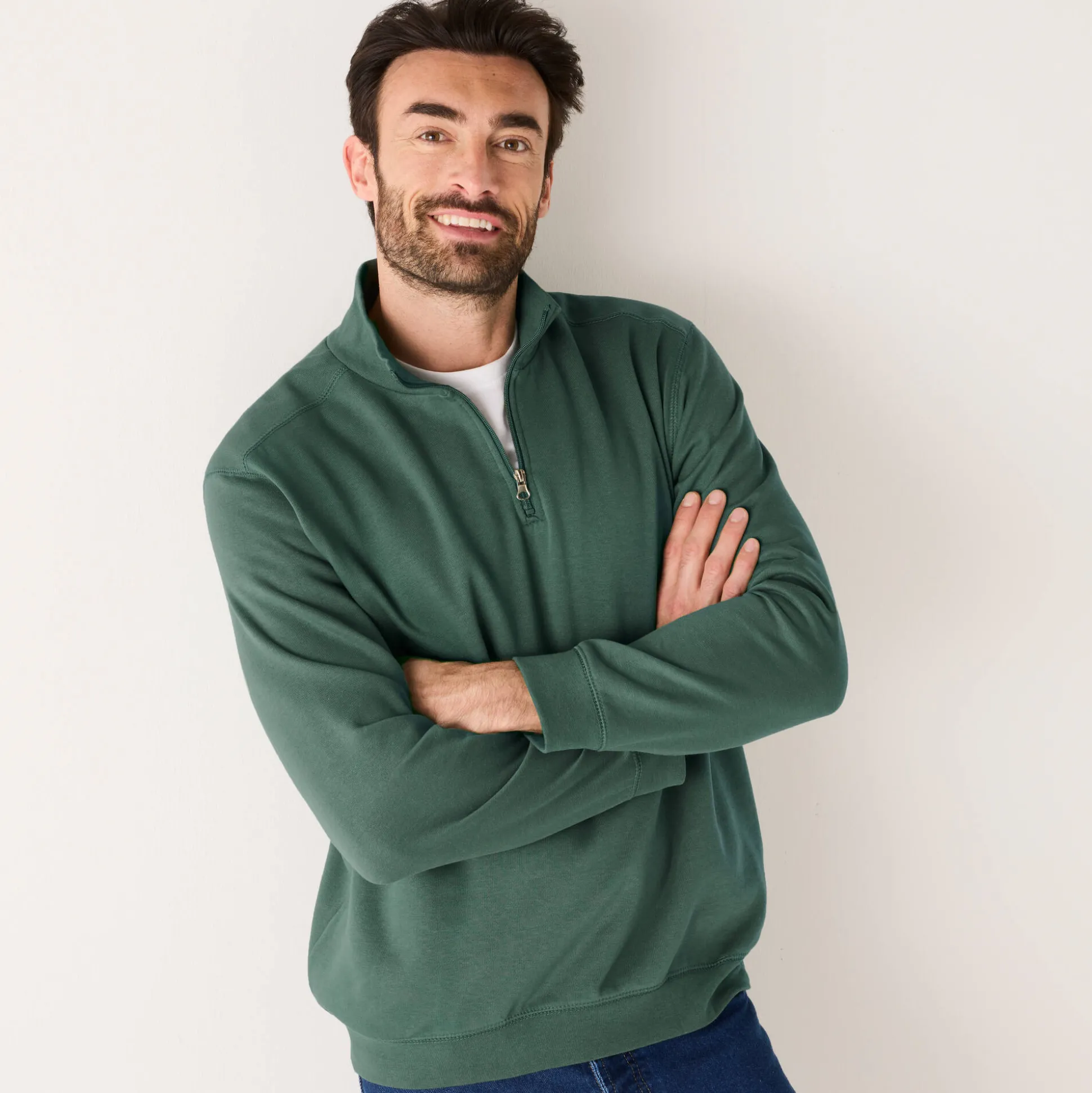 Sweater in molton met truckerskraag