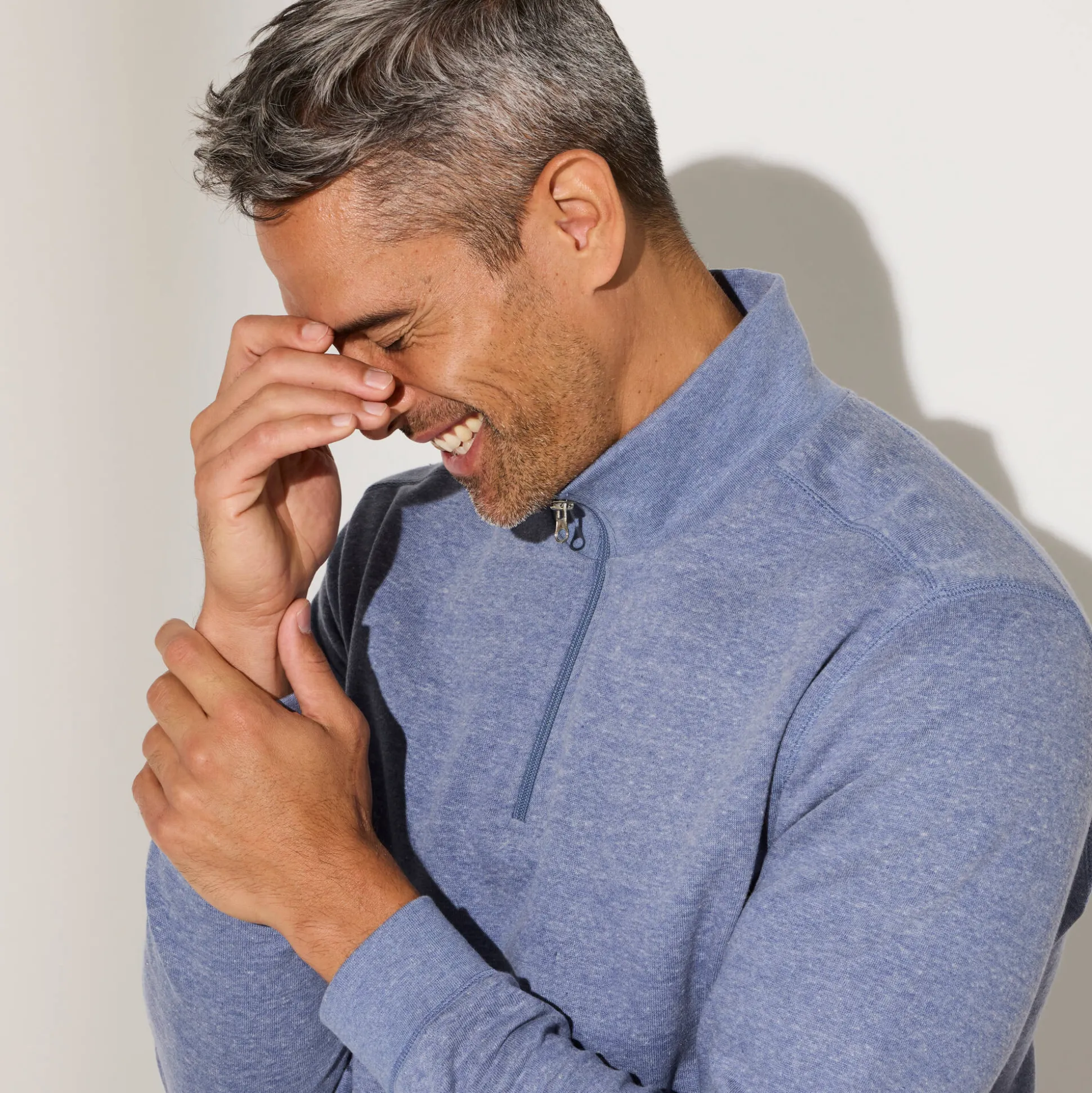 Sweater in molton met truckerskraag