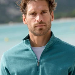 Sweater in molton met truckerskraag