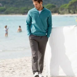Sweater in molton met truckerskraag