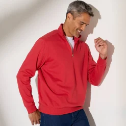 Sweater in molton met truckerskraag