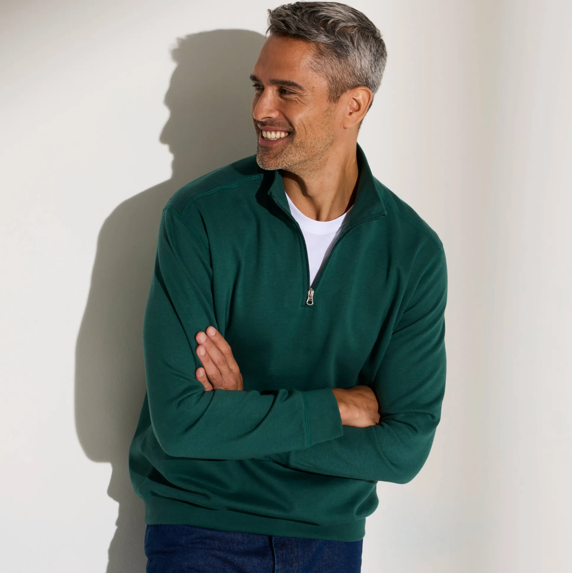 Sweater in molton met truckerskraag