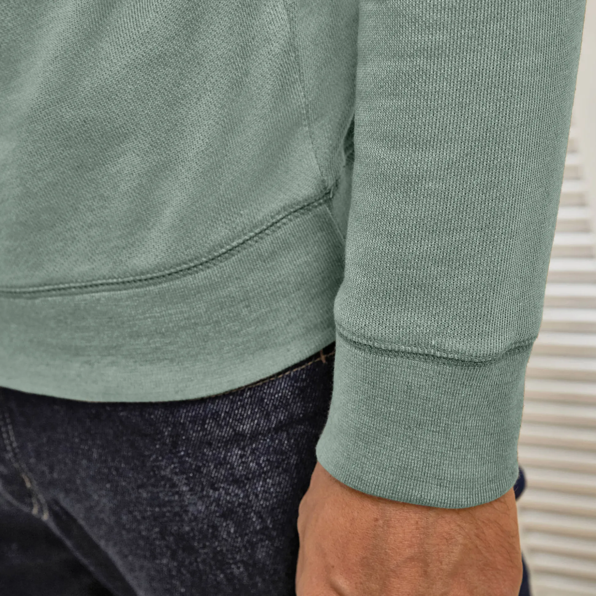 Sweater in molton met truckerskraag