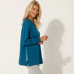 Sweater in molton met tunieklengte