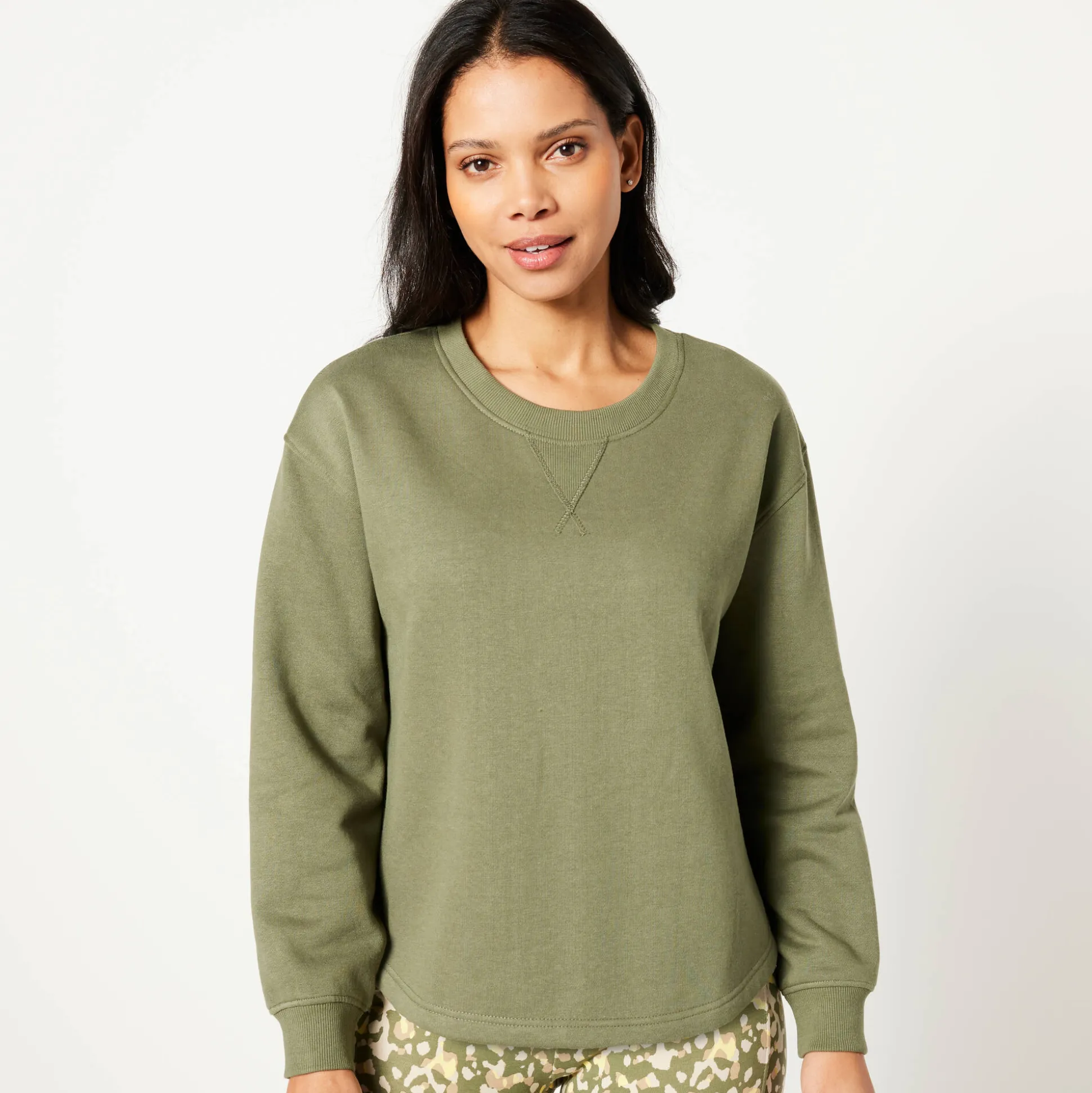 Sweater in molton, wijd volume