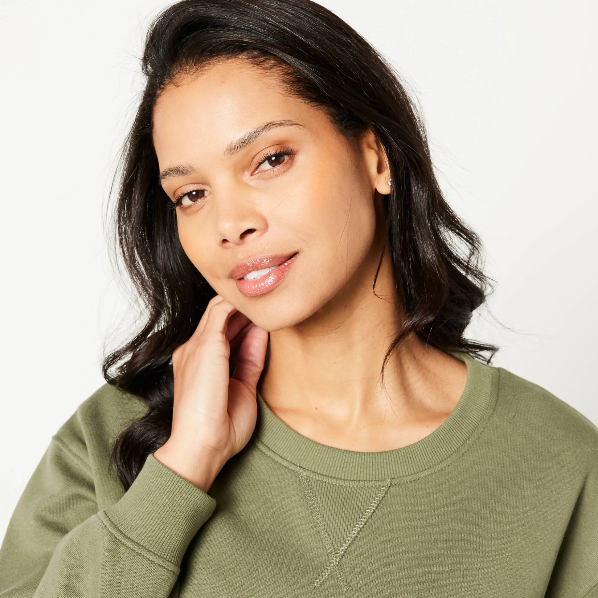 Sweater in molton, wijd volume