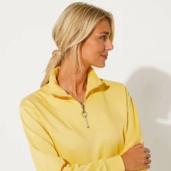Sweater met opstaande ritskraag in geruwd molton