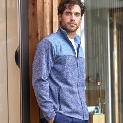 Sweater met opstaande ritskraag, tricot gevoerd met molton