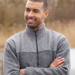 Sweater met opstaande ritskraag, tricot gevoerd met molton