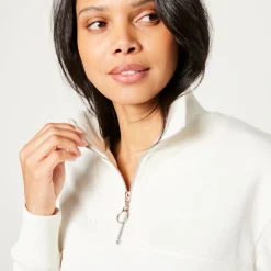 Sweater met opstaande ritskraag in geruwd molton