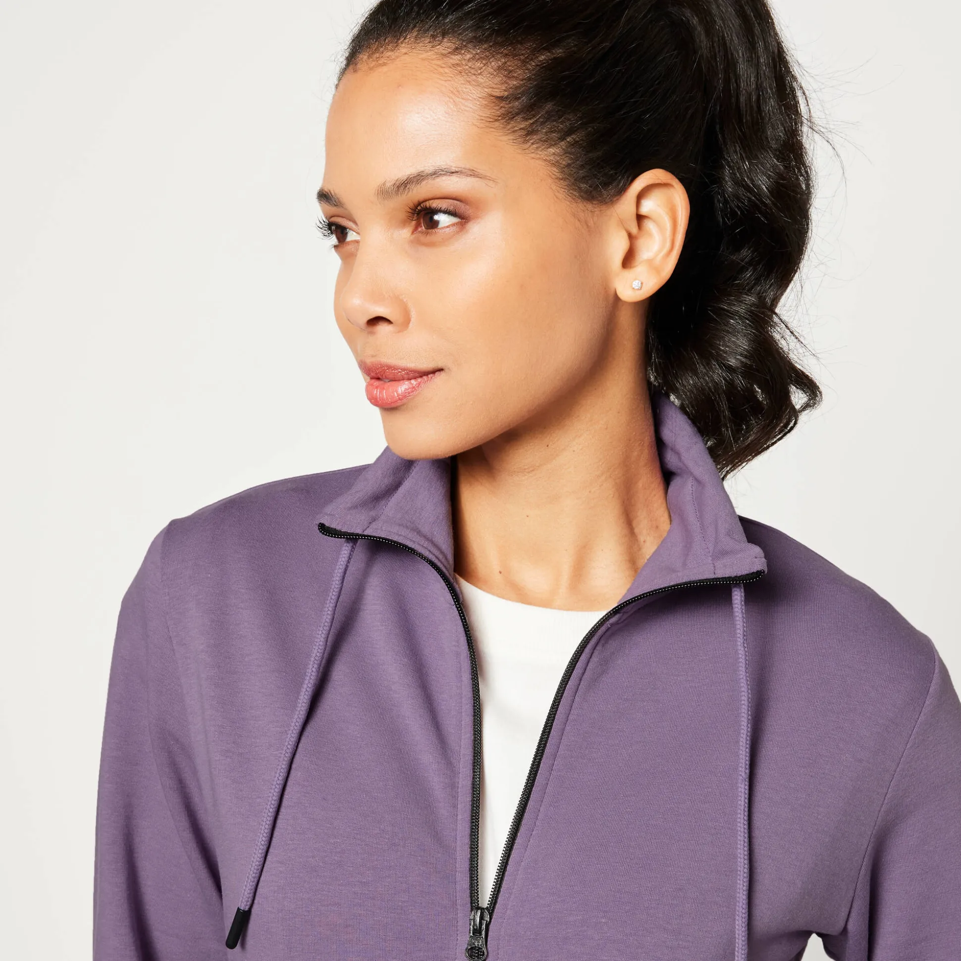 Sweater met rits, opstaande kraag