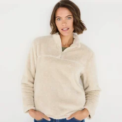 Sweater met rits, pluchetricot