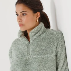 Sweater met rits, pluchetricot