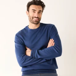 Sweater met ronde hals, in geruwd molton, met contrasterende streepdetails