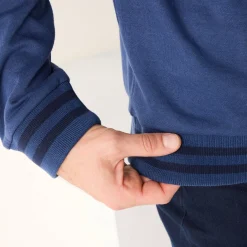 Sweater met ronde hals, in geruwd molton, met contrasterende streepdetails