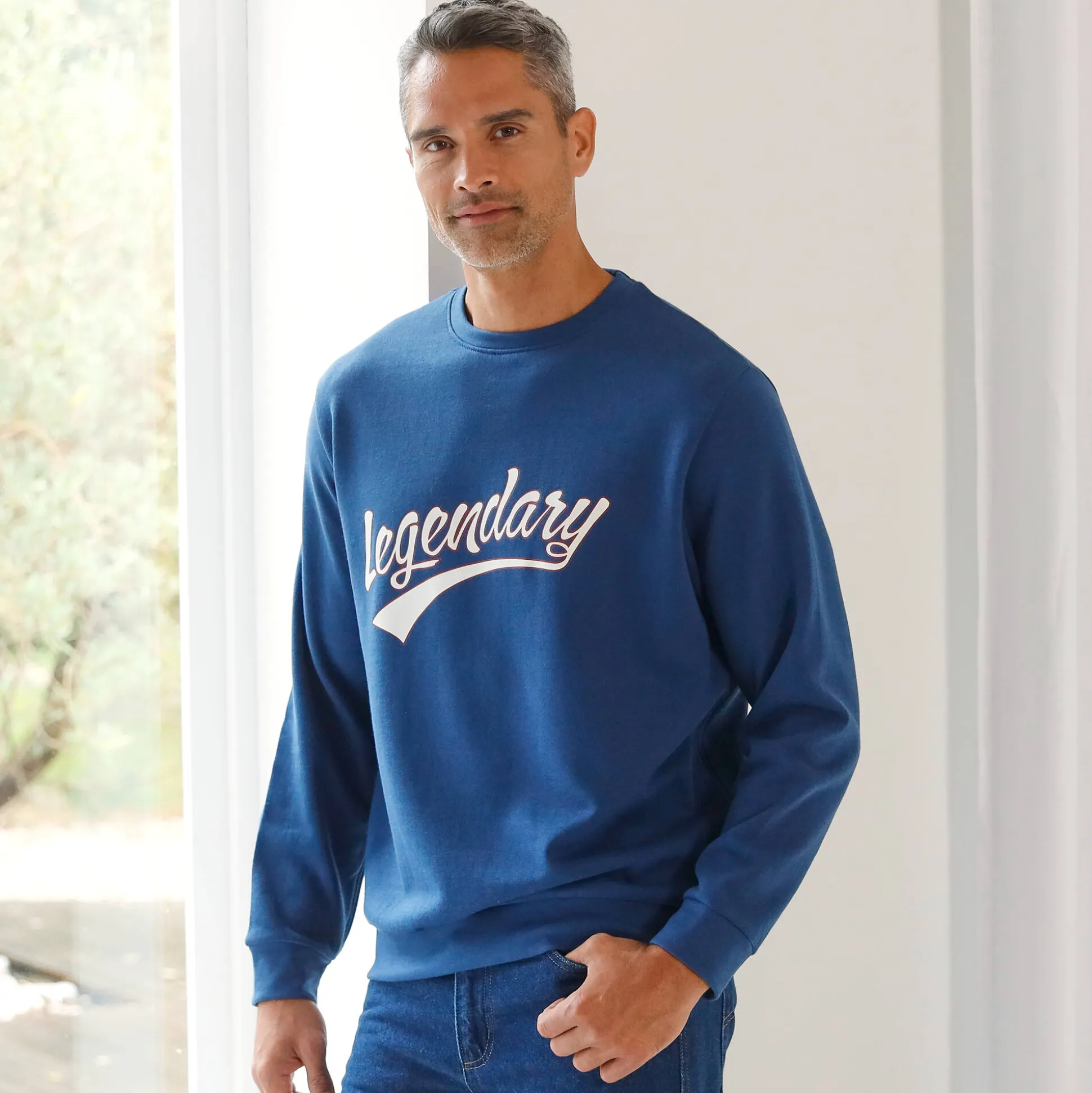 Sweater met ronde hals, rits opzij