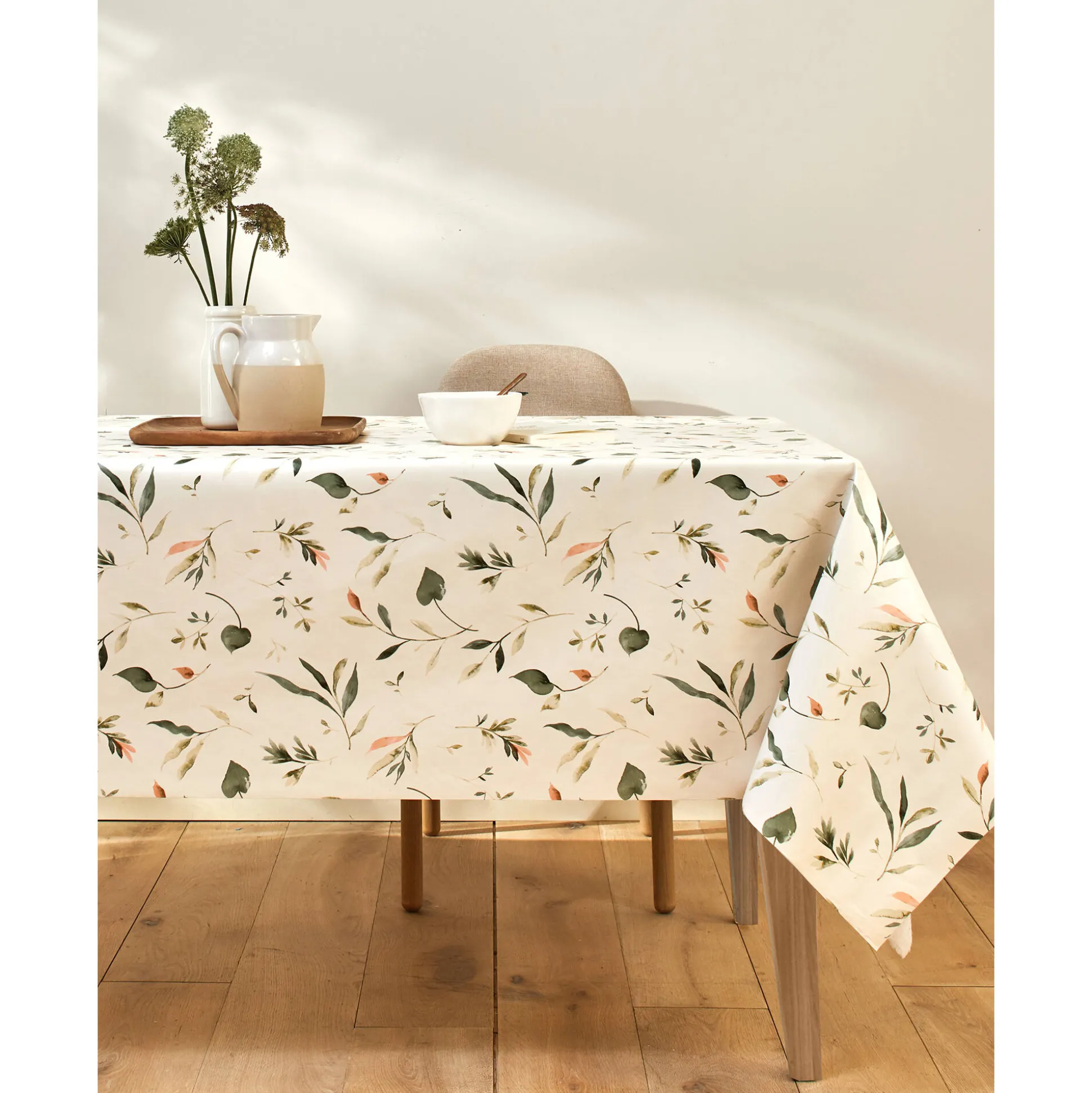 Tafellaken in toile cirée, met bloemenprint