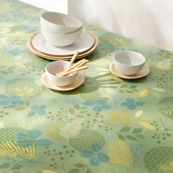 Tafellaken in toile cirée met bladerenprint