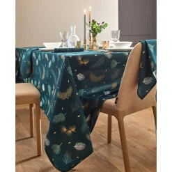Tafellaken met goudkleurige bladerenprint