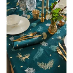 Tafellaken met goudkleurige bladerenprint