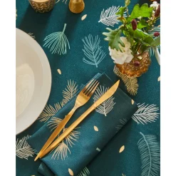 Tafellaken met goudkleurige bladerenprint
