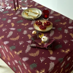 Tafellaken met goudkleurige bladerenprint