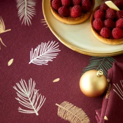 Tafellaken met goudkleurige bladerenprint