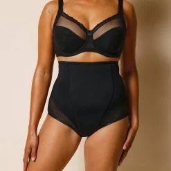 Tailleslip in tricot en corrigerende tule