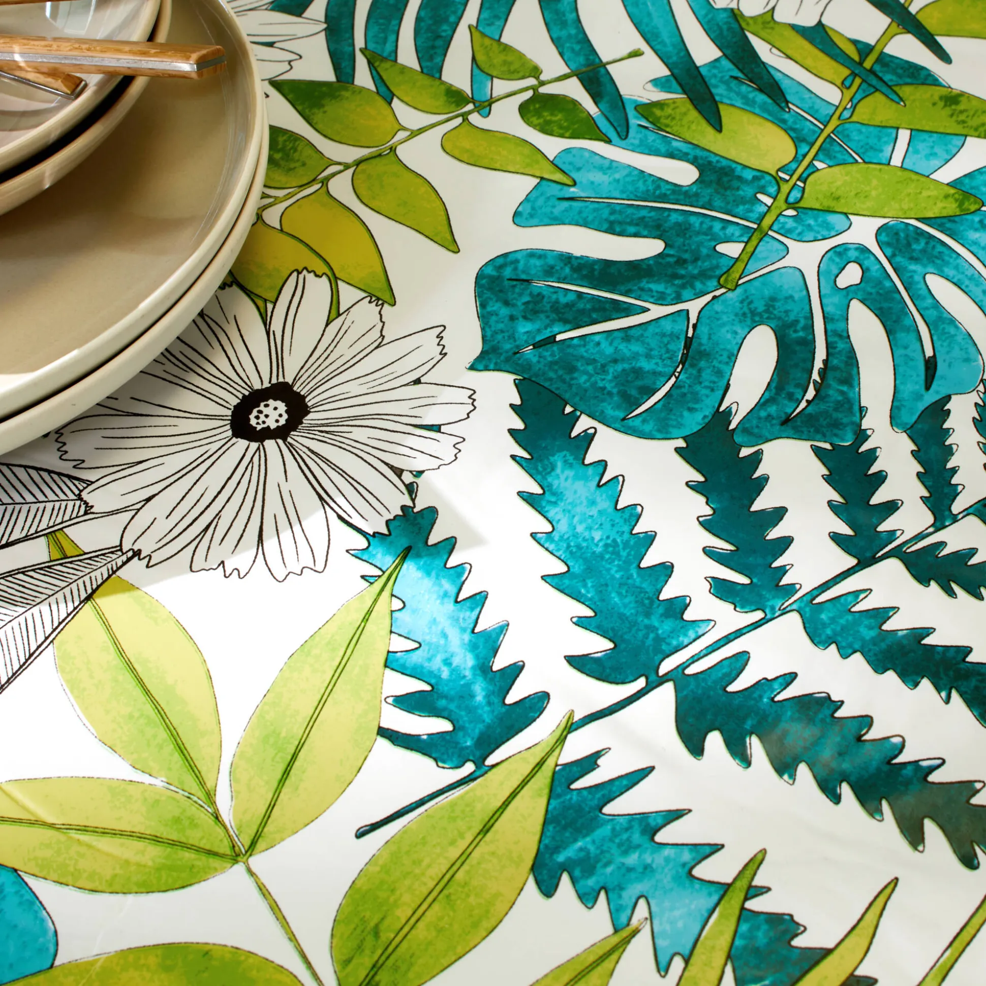 Toile cirée met Tropical print