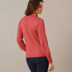 Trui in fantasietricot en knoopdetail aan de polsen, zachte touch