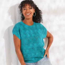 Trui in gehaakt tricot, effen