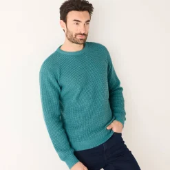 Trui in gewafeld tricot, ronde hals