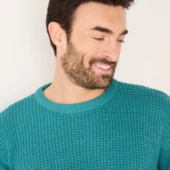 Trui in gewafeld tricot, ronde hals