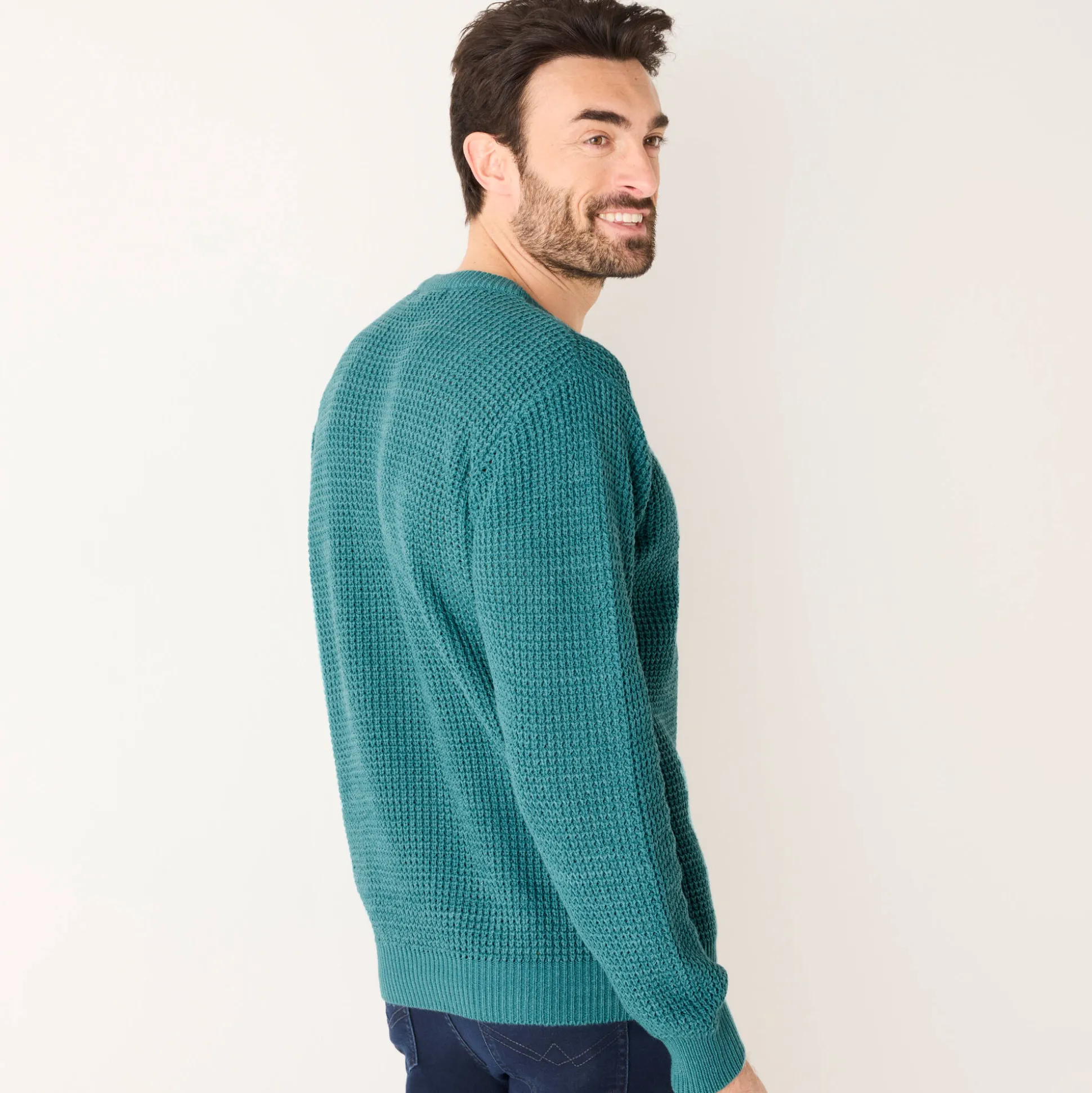 Trui in gewafeld tricot, ronde hals